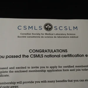 CSMLS CERTIFICATE WITHOUT EXAM